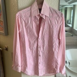Roar Light Pink Geometric & Floral cotton Embroidered Dress Shirt